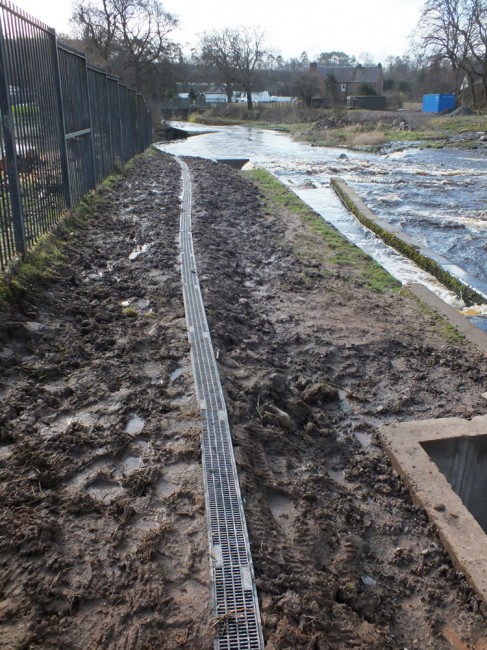 The eel pass installed beside the fish pass.